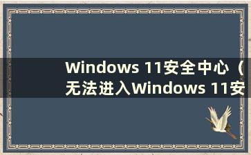 Windows 11安全中心（无法进入Windows 11安全模式）